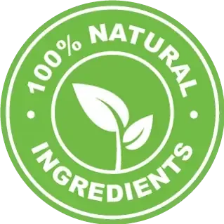 Green leaf badge reading all natural