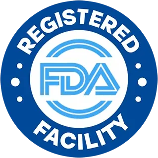Round sales badge reading FDA registered