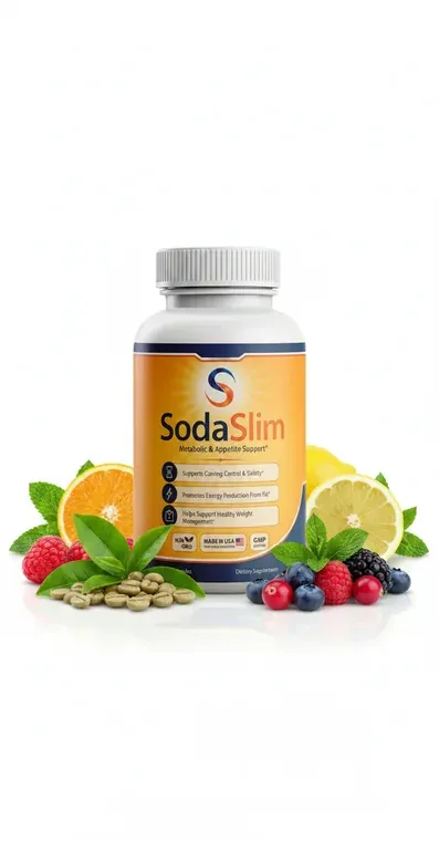 A SodaSlim bottle standing among fresh fruit